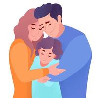 Family parents and children embrace together vector