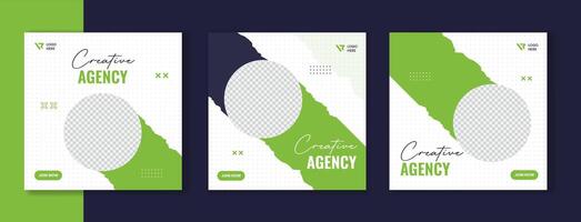 Round shape cooperate social media post design, digital marketing square layout vector