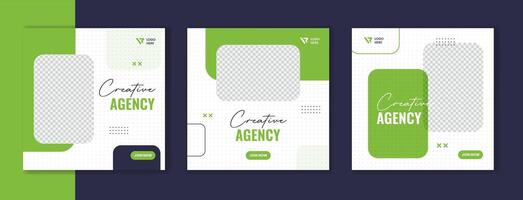 Minimal green corporate social media post design, square business digital marketing agency template vector