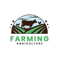 Livestock farming agriculture farmer creative design logo template vector