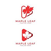 Maple Leaf Creative Logo design template maple leaf play button triangle vector