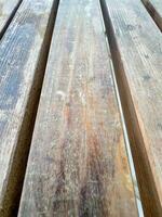 Close Up of Weathered Wooden Bench With Rust photo