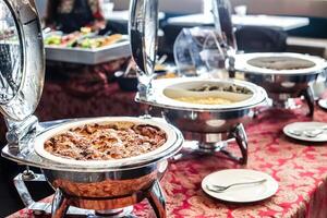 Assorted Food Spread on Buffet Table photo