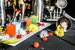 Assorted Drinks on a Tray photo