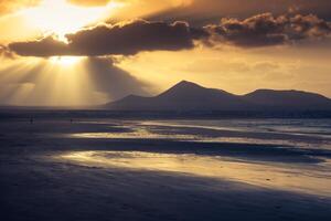 coast of Famara beach, Lanzarote Island, Canary Islands, Spain photo