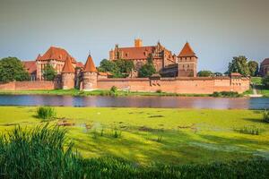 Malbork castillo a nogat río en Polonia, Europa foto