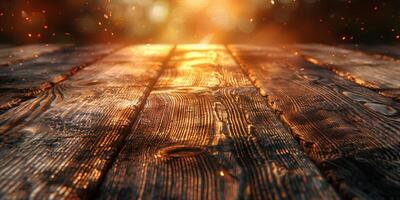 AI generated Background with wooden floor and sunlight photo