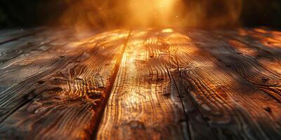 AI generated Background with wooden floor and sunlight photo