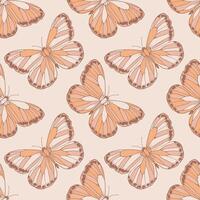 pattern seamless with butterflies in pastel colors. illustration in boho style. vector