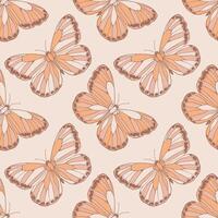 pattern seamless with butterflies in pastel colors. illustration in boho style. vector