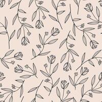 seamless pattern with hand drawn branches and flowers. illustration. vector