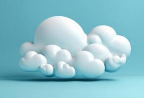 AI generated cloud, 3D Style, rendering, light blue background photo