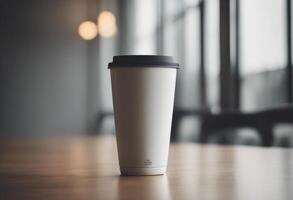 AI generated a white coffee tumbler, minimalist, simple design photo