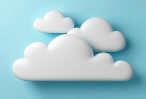 AI generated cloud, 3D Style, rendering, light blue background photo