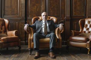 Portrait of top executive sitting at his desk photo