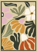 resumen floral póster modelo. moderno de moda matisse mínimo estilo. mano dibujado diseño para fondo de pantalla, pared decoración, imprimir, tarjeta postal, cubrir, plantilla, bandera. vector