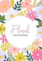 Floral background with flowers, leaves. Editable template for greeting card, poster banner, invitation, social media post, mobile apps. Hello spring. Spring sale. Summer sale vector