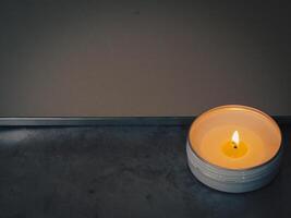 Scented candles at night in the house for relaxation. photo