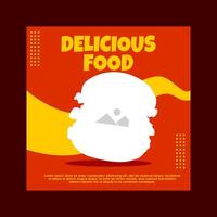 yellow and red social media post template design for burger restaurant promotion vector