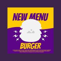 amarillo y púrpura social medios de comunicación enviar modelo diseño para hamburguesa restaurante promoción vector
