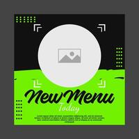 black and green food social media post template design for promotion. vector