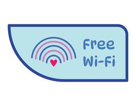 Cute and fun window corner free wifi sign age sticker illustration isolated on blue background. Simple flat styled drawing. vector