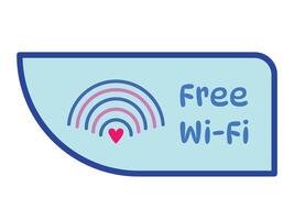 Cute and fun window corner free wifi sign age sticker illustration isolated on blue background. Simple flat styled drawing. vector