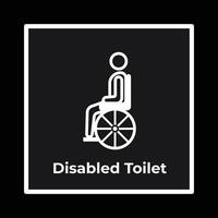 Disabled accessible toilet sign age white shadow silhouette illustration isolated on square black background. Simple flat cartoon styled drawing. vector