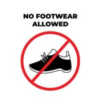 No footwear allowed. No shoes or sandals sign age banner poster design illustration isolated on square white background. Simple flat sign drawing for prints. vector