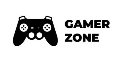 Gamer zone black sign age icon illustration isolated on horizontal white background. Simple flat sign drawing for prints. vector