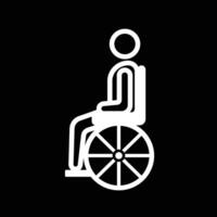 Disabled accessible toilet sign age white shadow silhouette illustration isolated on square black background. Simple flat cartoon styled drawing. vector