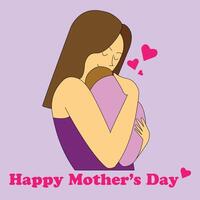 Happy mother's day, a mother with a baby and floating hearts , suitable for mother's day greeting card, social media posts and messages, Also good for nursery and school posters and brochure vector