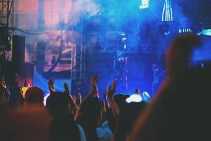 Group of people having fun at music concert photo