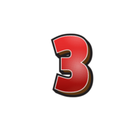 Red Cartoon Number 3 Sticker png