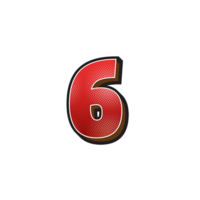 Red Cartoon Number 6 Sticker png