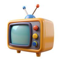 Colorful retro tv 3d icon perfect for nostalgic marketing, media graphics, and creative visuals png