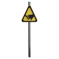 Beware sharp elements sign on the road clipart flat design icon isolated on transparent background, 3D render road sign and traffic sign concept png