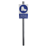 Protective footwear must be worn sign on the road clipart flat design icon isolated on transparent background, 3D render road sign and traffic sign concept png