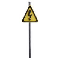 Beware high voltage sign on the road clipart flat design icon isolated on transparent background, 3D render road sign and traffic sign concept png