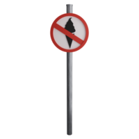 No ice cream sign on the road clipart flat design icon isolated on transparent background, 3D render road sign and traffic sign concept png