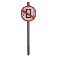 No phone sign on the road clipart flat design icon isolated on transparent background, 3D render road sign and traffic sign concept png