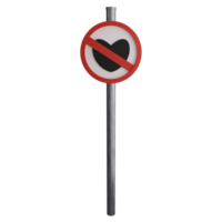 No love sign on the road clipart flat design icon isolated on transparent background, 3D render road sign and traffic sign concept png