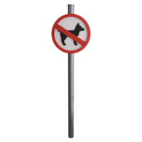 No pet or no dog sign on the road clipart flat design icon isolated on transparent background, 3D render road sign and traffic sign concept png