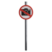 No camera sign on the road clipart flat design icon isolated on transparent background, 3D render road sign and traffic sign concept png