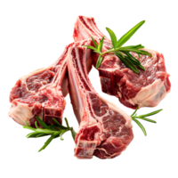 Raw lamb Steak and Meat on transparency Background Isolated Gourmet Meal png