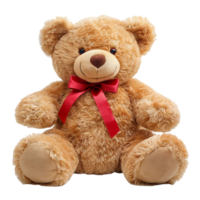 A beautiful teddy bear with red bow tie on transparent background Generated AI png