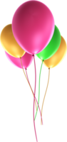 three balloons with different colors on a transparent background png