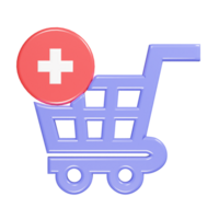Shoping cart icon 3d render illustration png
