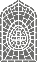 Church stained window with religious Easter symbol. Christian mosaic glass arch with egg. png