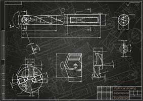 mecánico Ingenieria dibujos en azul antecedentes. perforar herramientas, taladrador. técnico diseño. cubrir. Plano. ilustración. vector